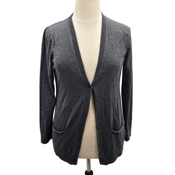 Gap Designed & Crafted Merino Wool Blend Gray Cardigan Sweater Women's Tall L - Picture 1 of 11